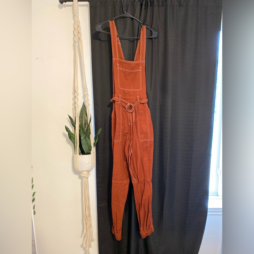 Forever 21 burnt orange color overalls. Size small.